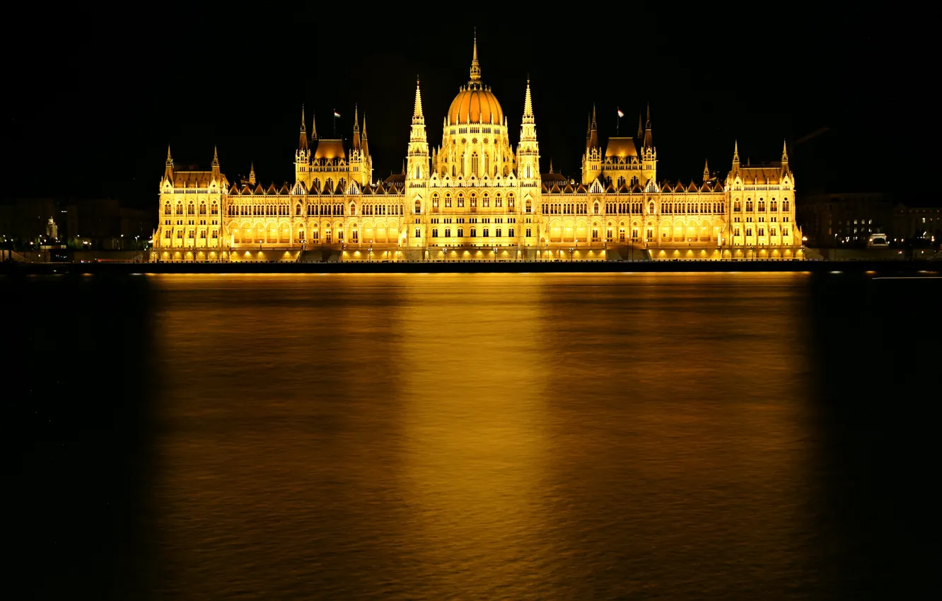 Photo wallpaper reflection, Parliament, Hungary, Budapest