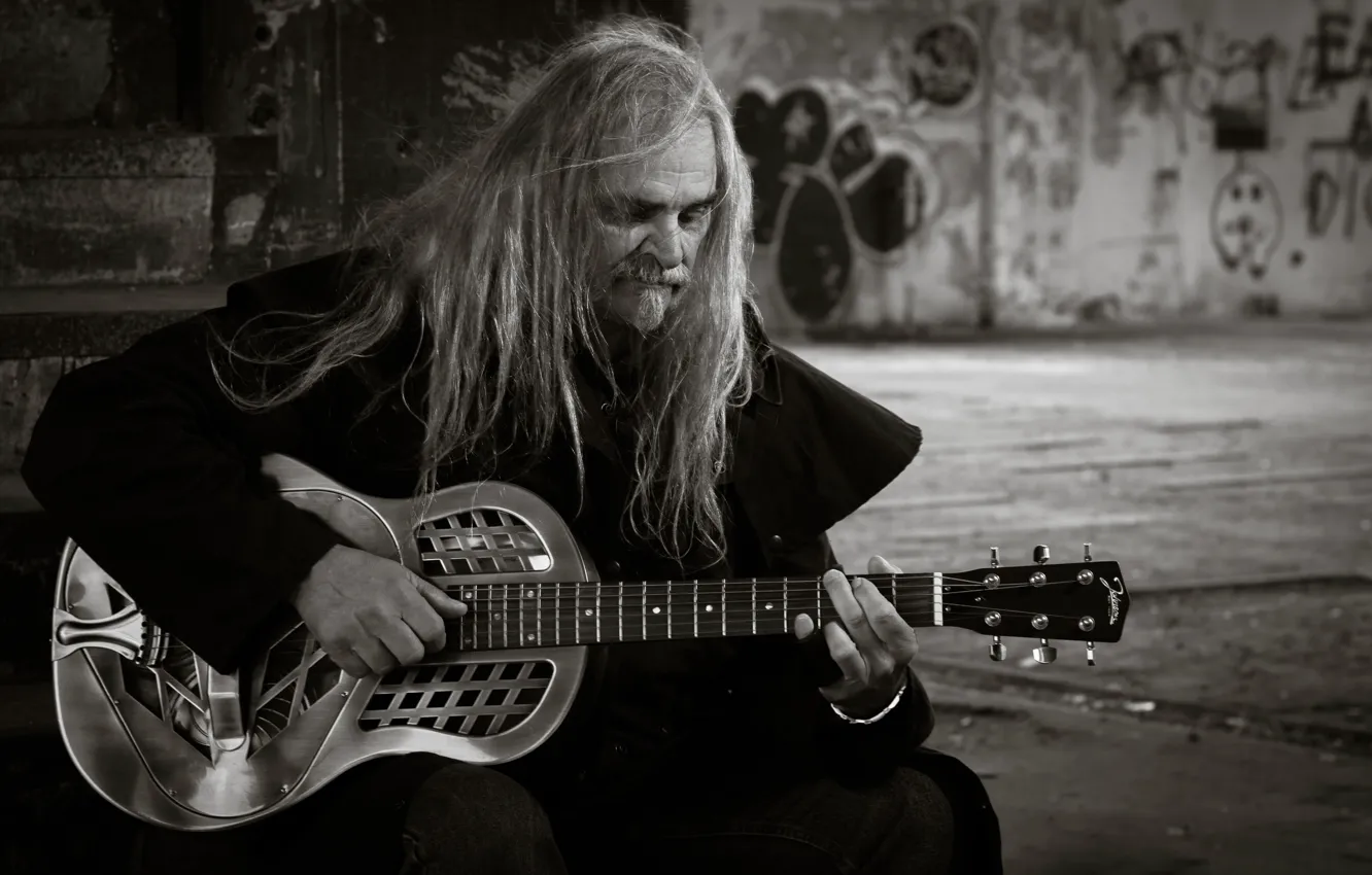 Photo wallpaper music, street, people, guitar