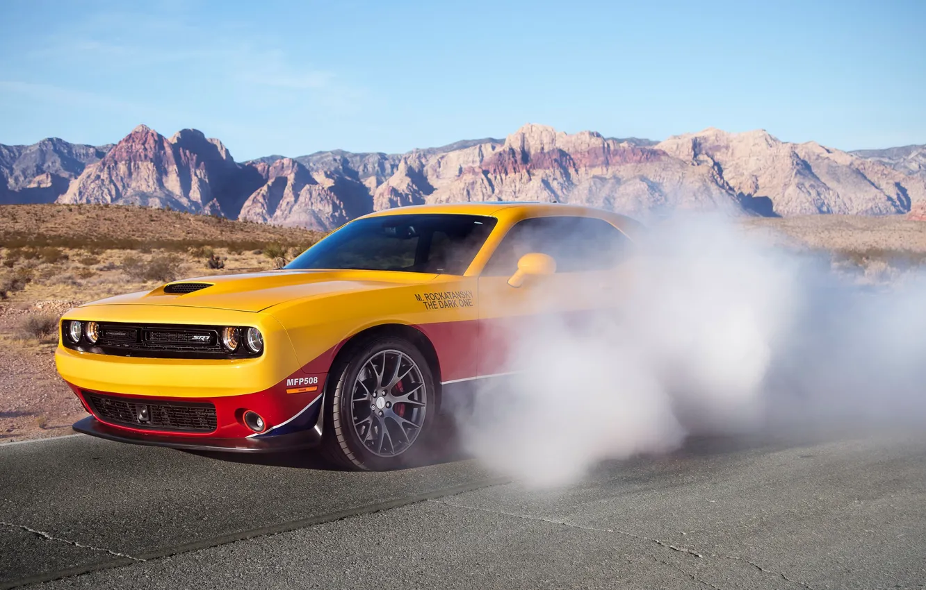 Photo wallpaper design, style, smoke, Dodge Challenger