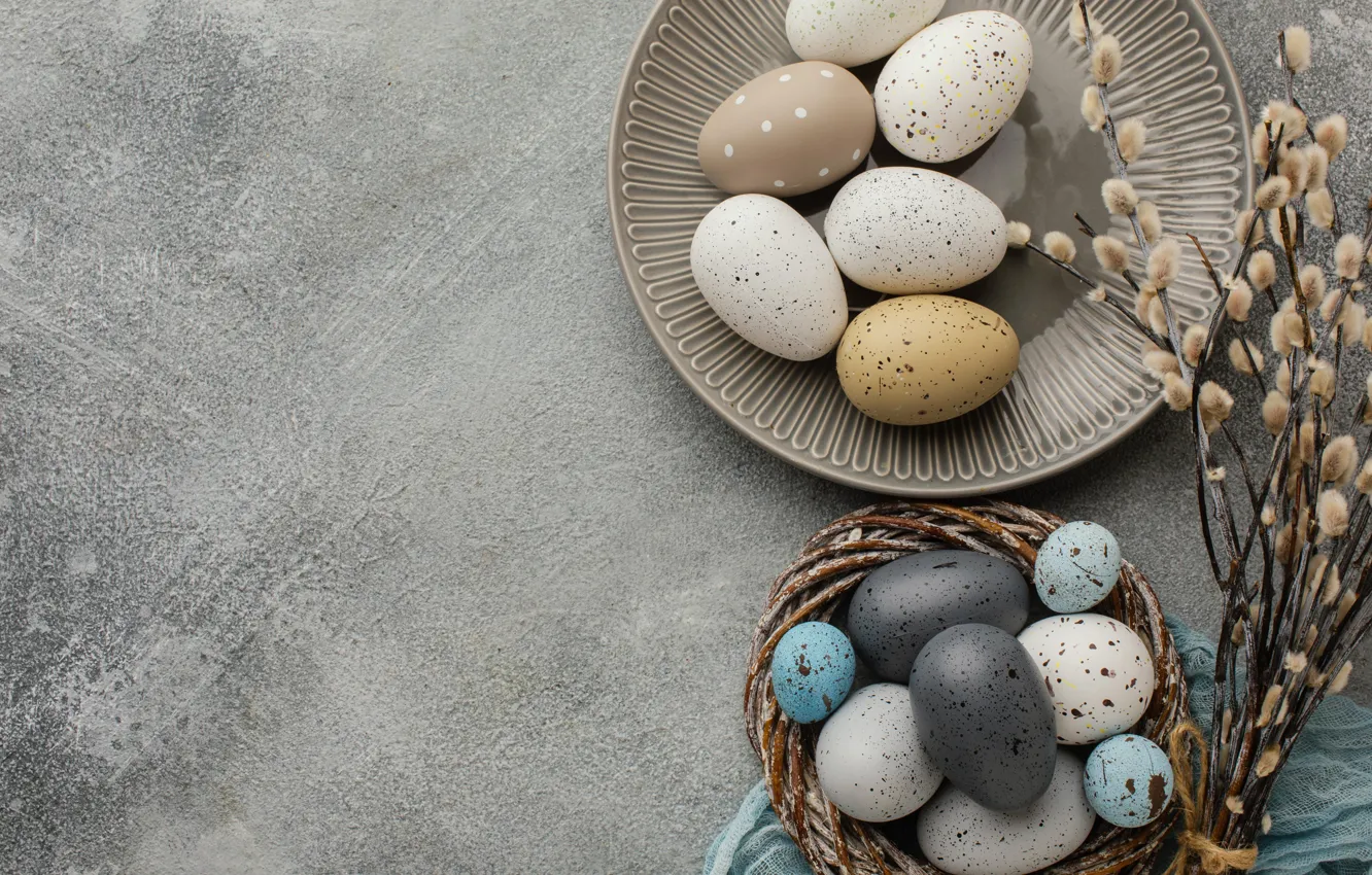 Photo wallpaper background, eggs, spring, colorful, Easter, Verba, spring, Easter