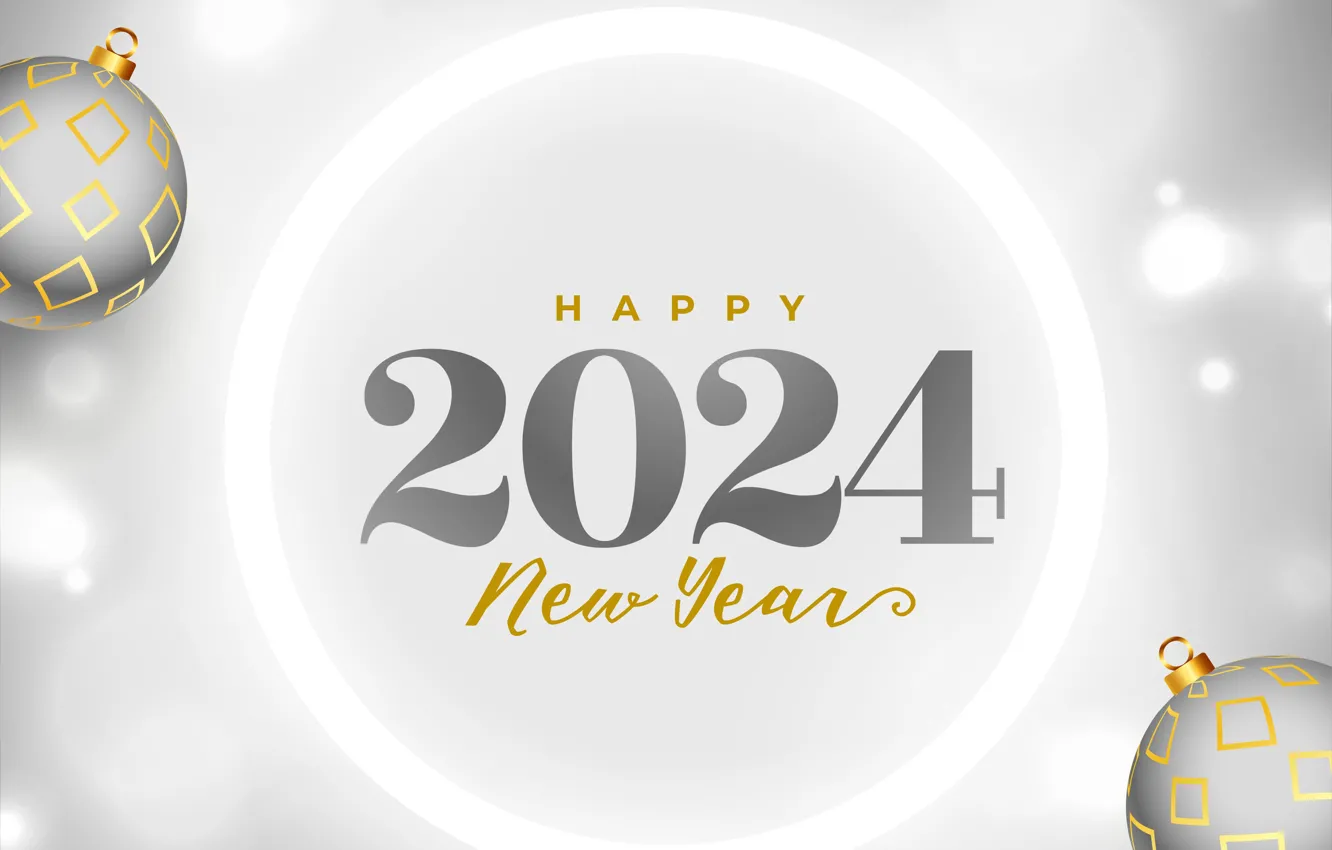 Photo wallpaper new year, figures, light background, date, 2024, New Year 2024
