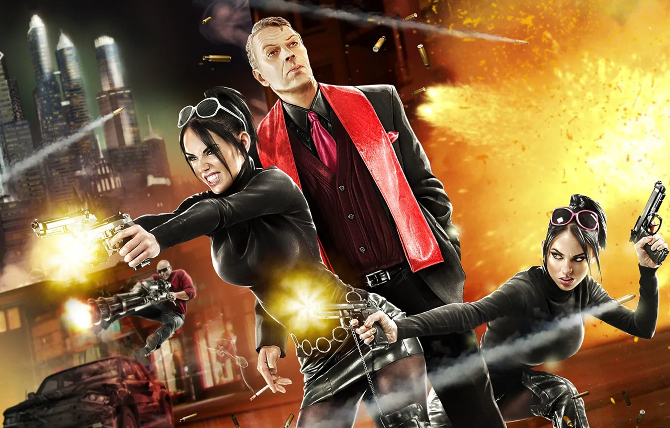 Photo wallpaper the explosion, Saints Row: The Third, Morgenstern, Philipp Loren, Kiki DeVinter, Viola DeVinter