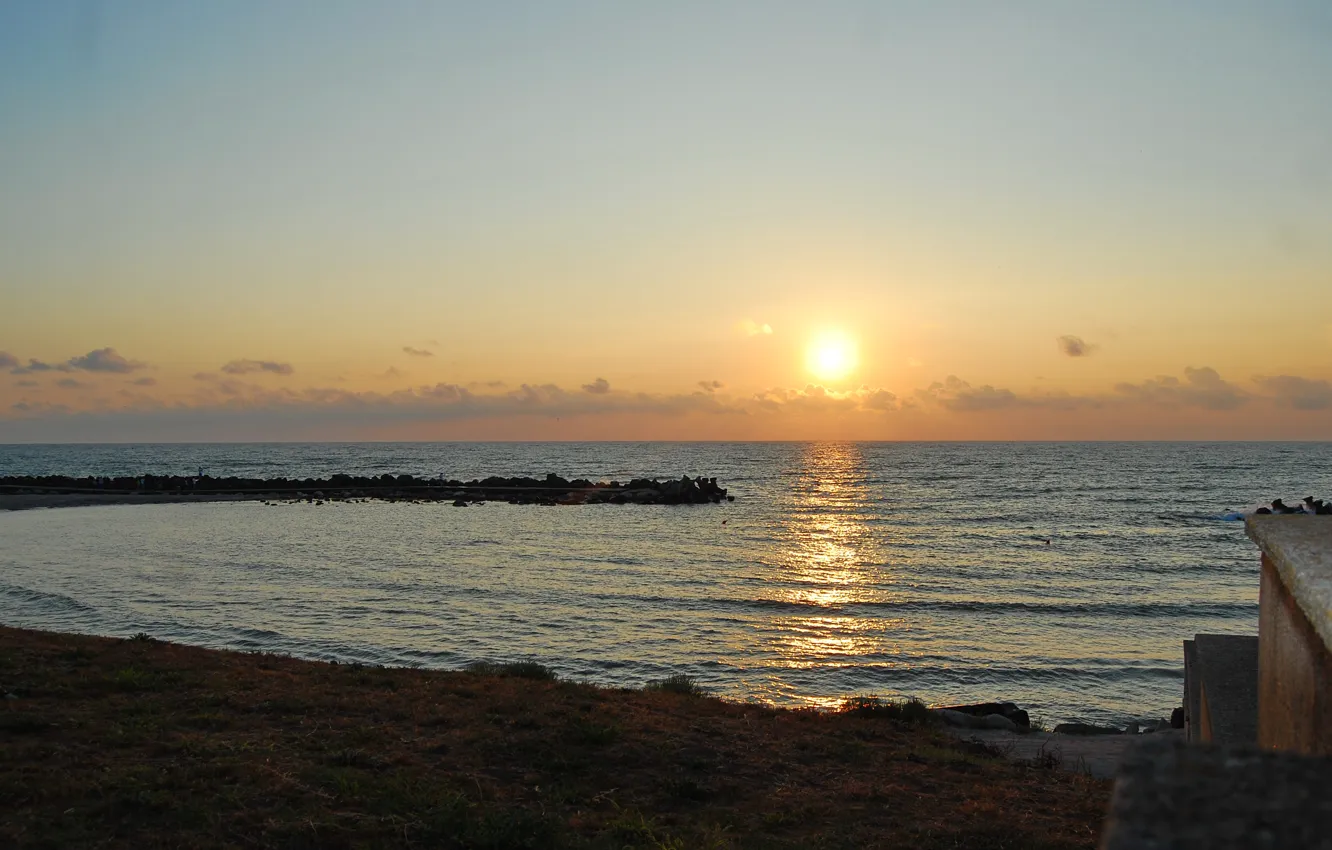 Photo wallpaper sea, sunset, sun