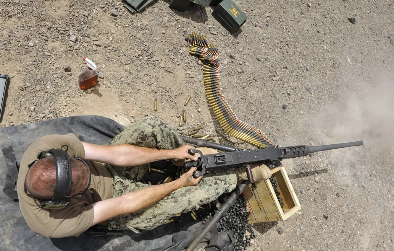 Photo wallpaper weapons, soldiers, M2 .50-caliber machine gun