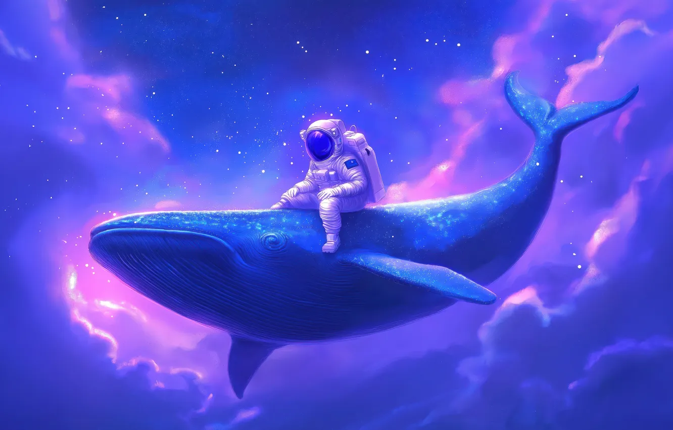 Photo wallpaper whale, astronaut