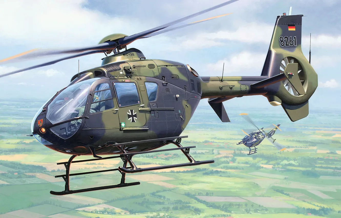 Photo wallpaper Eurocopter, EC135, Airbus Helicopters H135, multipurpose light helicopter