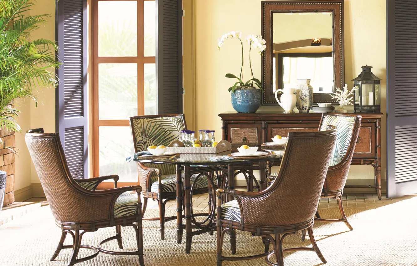 Photo wallpaper style, interior, Miami, dining room, Bahama home