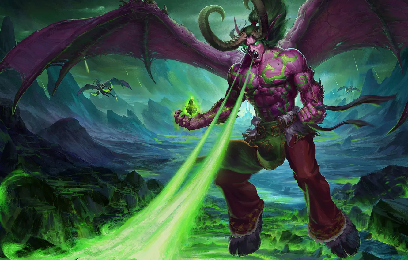 Photo wallpaper the game, the demon, demon, World of Warcraft, Illidan, Stormrage, Blizzard, Night Elf