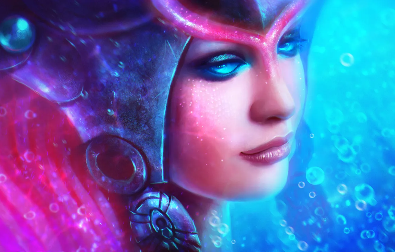 Photo wallpaper face, League of Legends, Nami, support, The Tidecaller