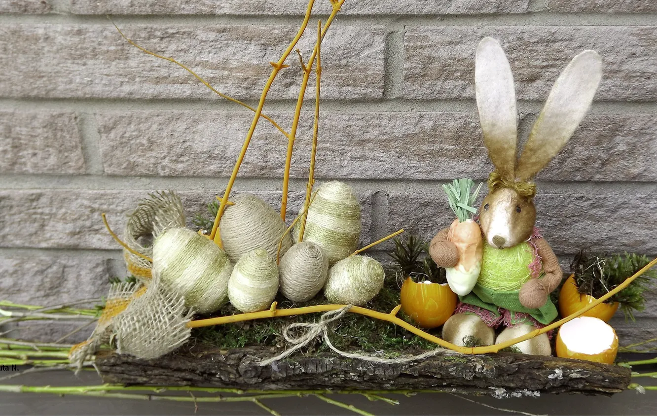 Photo wallpaper toys, eggs, rabbit, Easter, Holiday