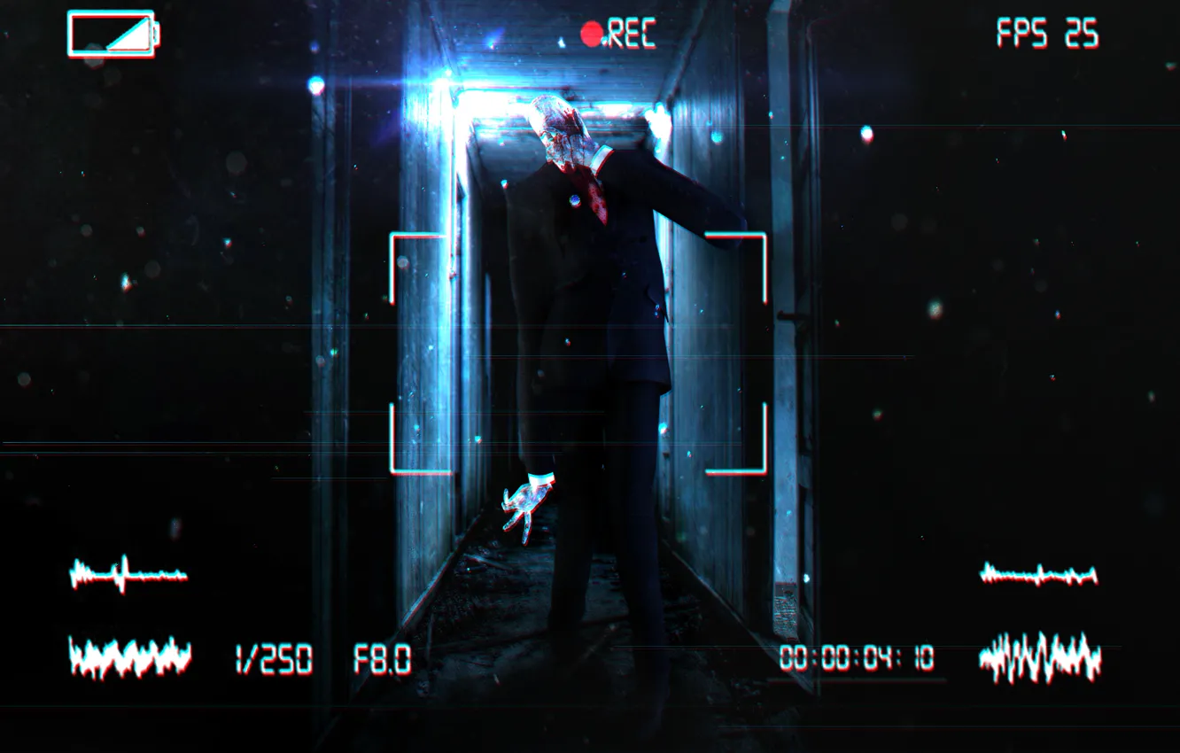 Photo wallpaper rendering, dark, home, camera, corridor, horror, slender man