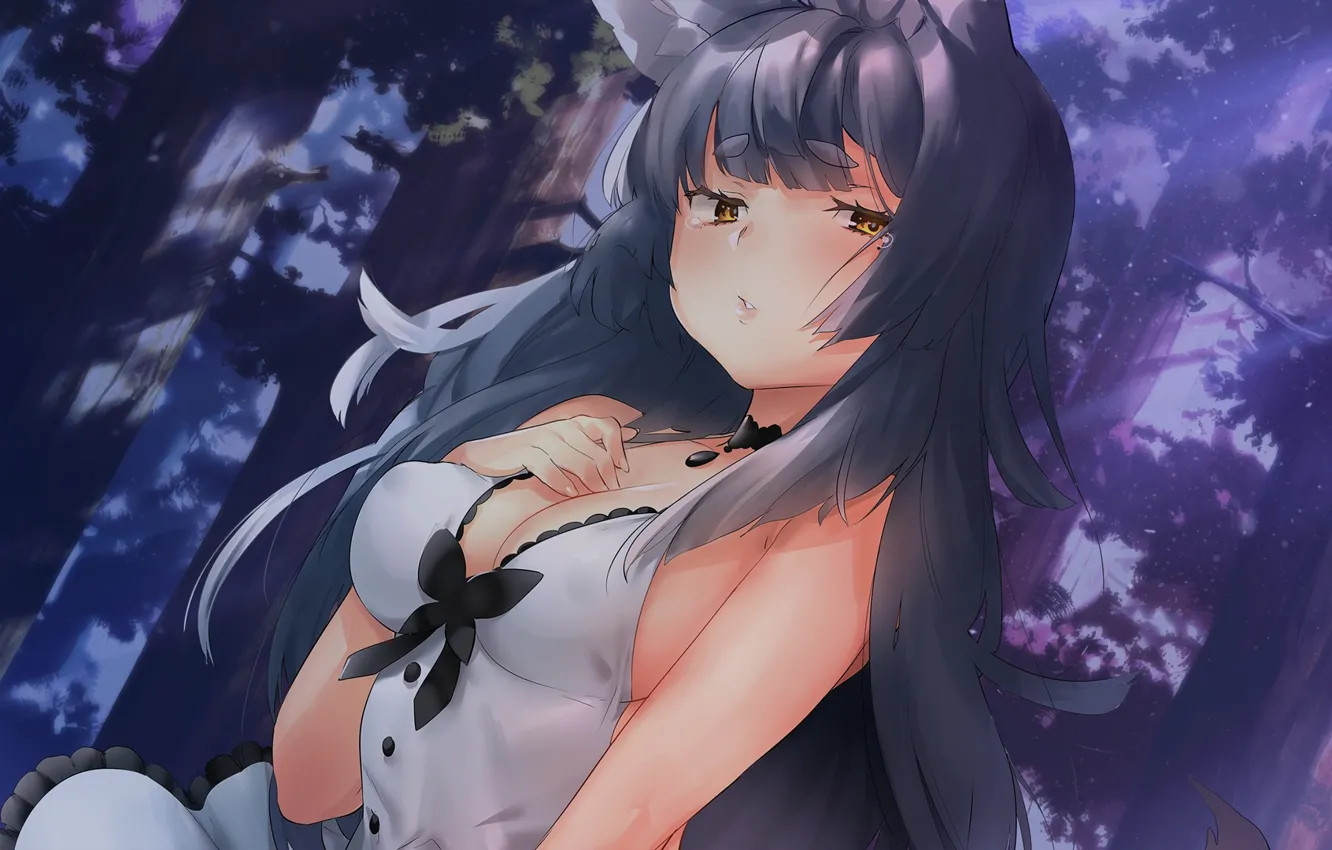 Photo wallpaper look, girl, ears, Wolf Tails