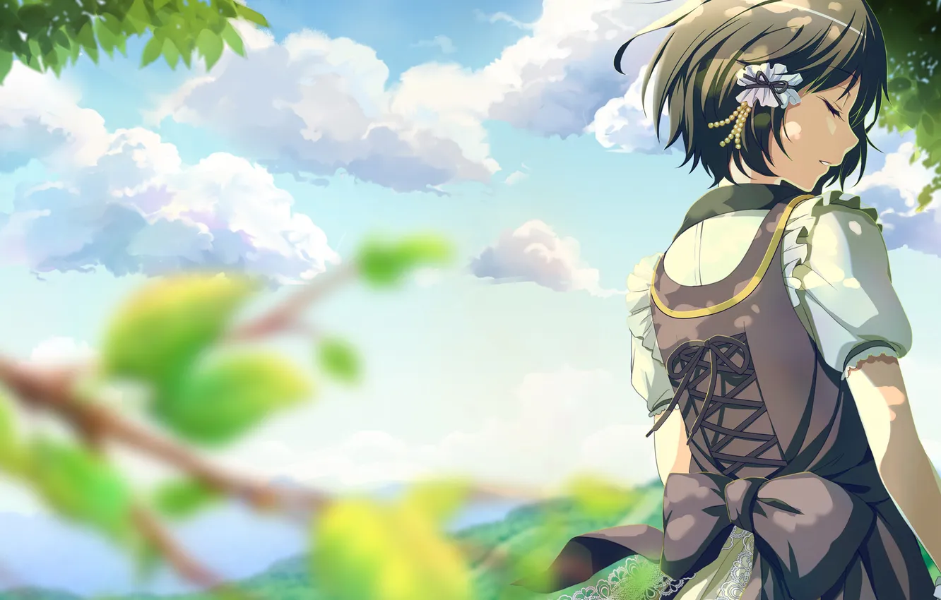 Photo wallpaper the sky, girl, clouds, nature, anime, art