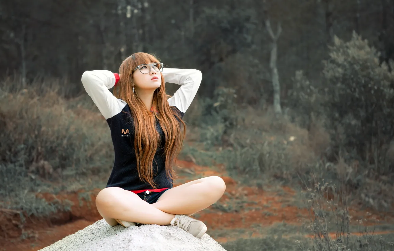 Photo wallpaper girl, pose, background, Asian