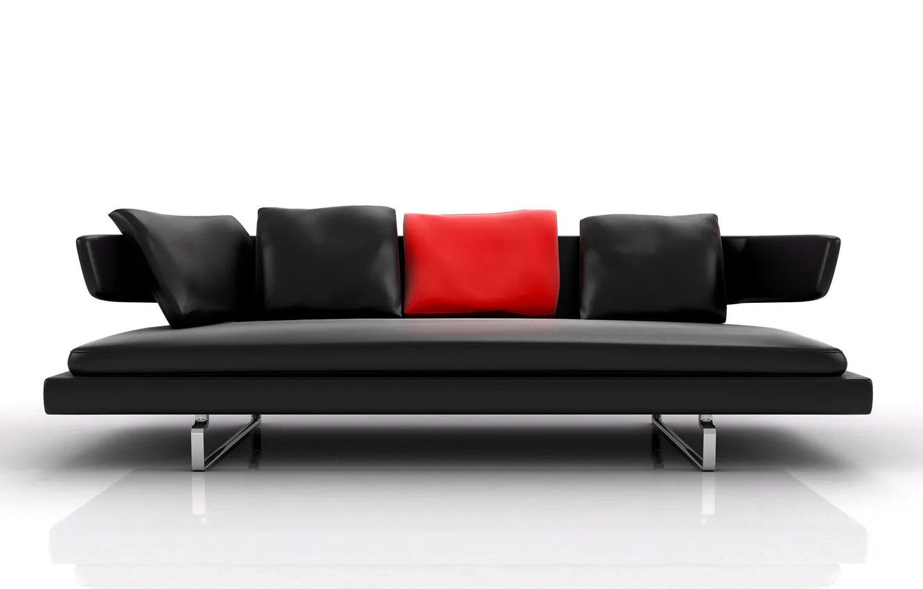 Photo wallpaper reflection, sofa, pillow