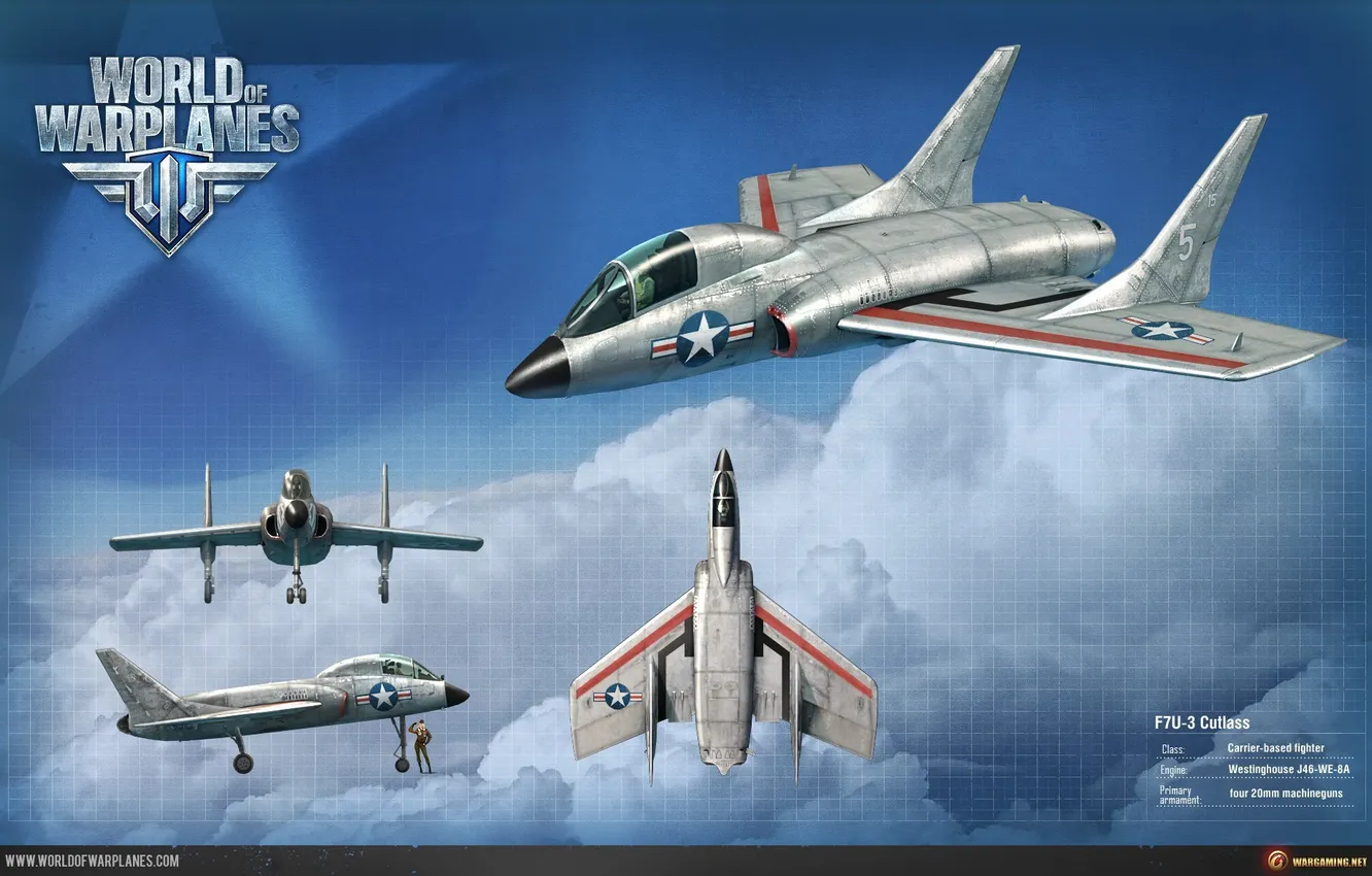 Photo wallpaper the game, the plane, World of Warplanes, F7U-3 Cutlass