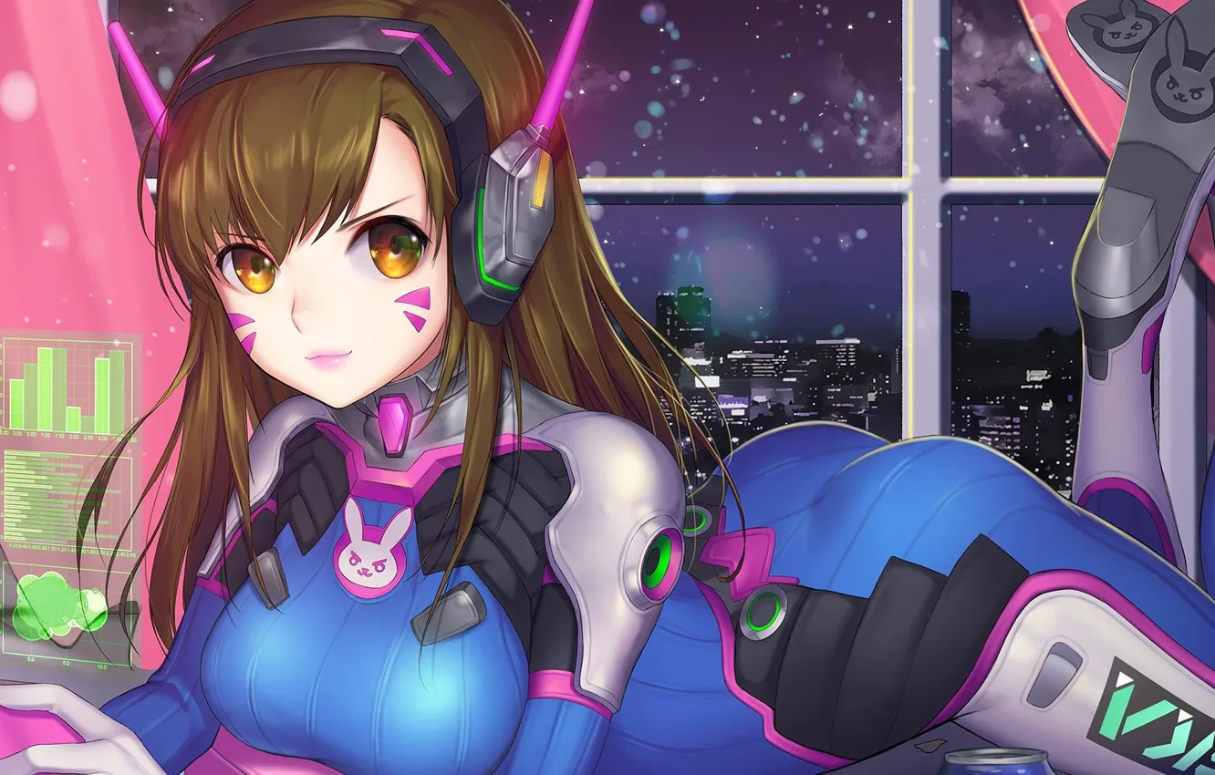 Photo wallpaper girl, game, robot, mecha, rabbit, anime, pretty, suit