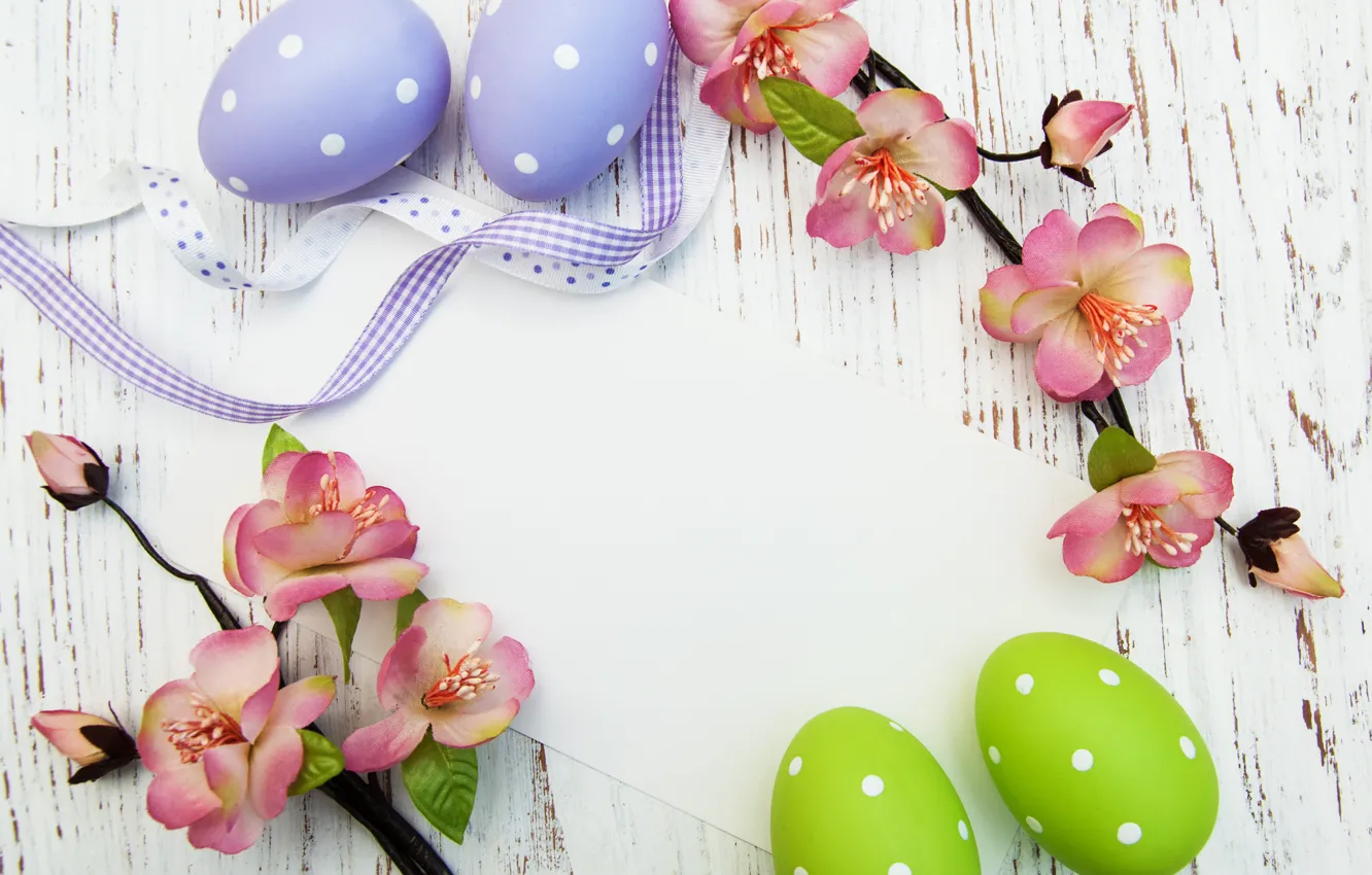 Photo wallpaper flowers, branches, eggs, Easter, flowers, spring, Easter, eggs