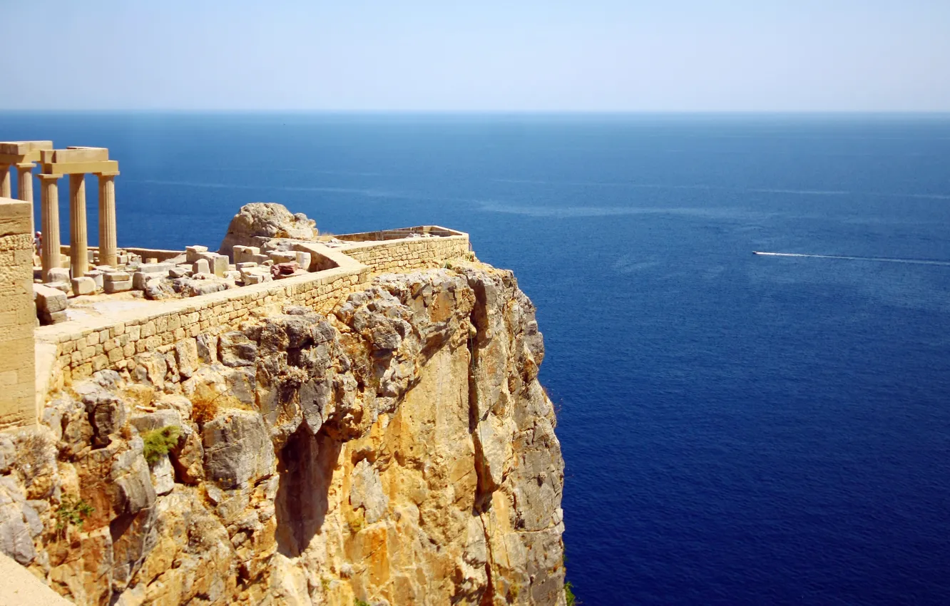 Photo wallpaper ruins, Greece, sea cliff