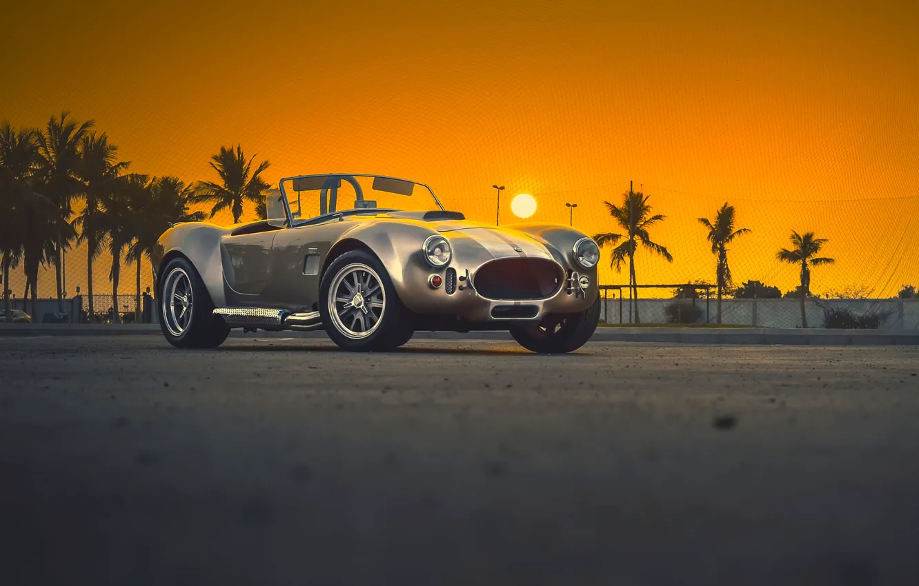Photo wallpaper Shelby, Car, Classic, Amazing, Front, Sunset, Cobra, Old