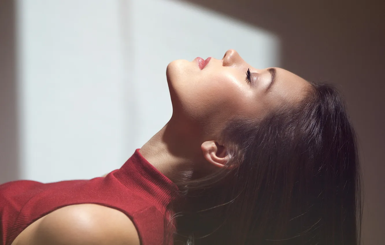 Photo wallpaper girl, face, hair, profile