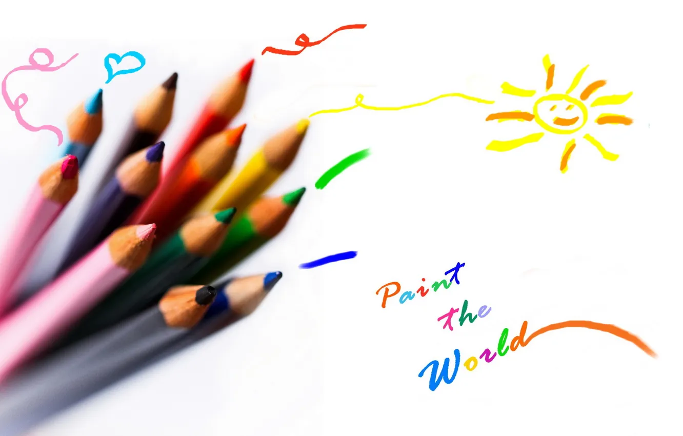 Photo wallpaper the inscription, pencils, draw the world