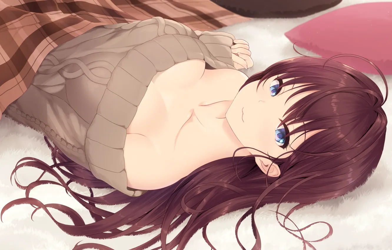 Photo wallpaper girl, anime, brown hair
