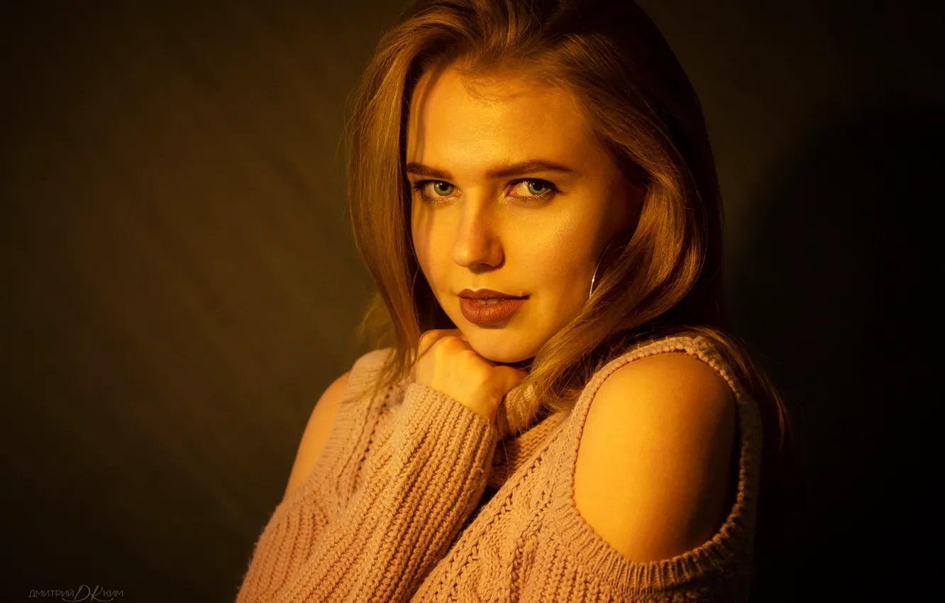 Photo wallpaper look, girl, face, background, portrait, Irina, Dmitry Kim