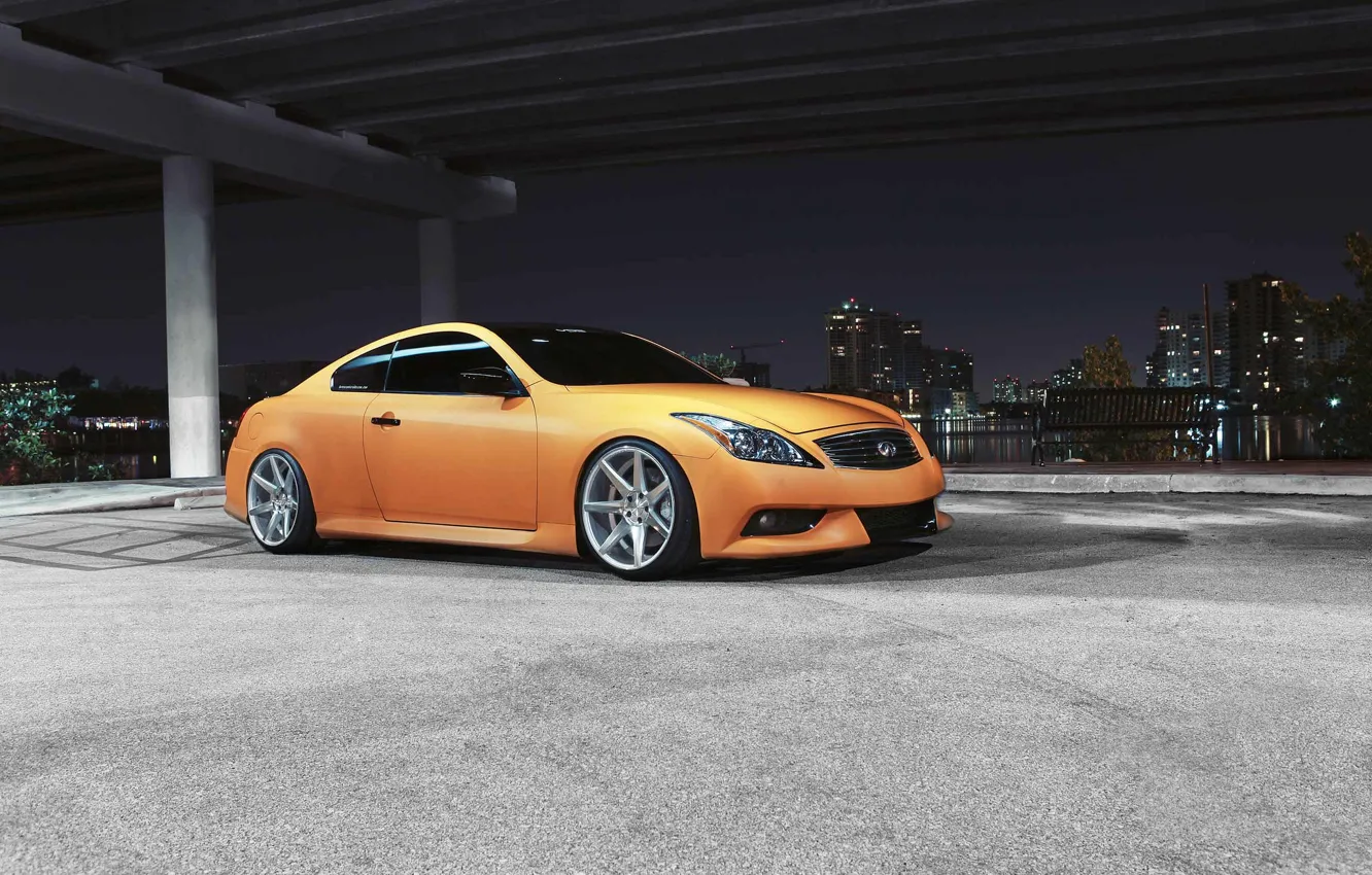 Photo wallpaper night, orange, the city, Infiniti, infiniti, orange, G37, G-Series