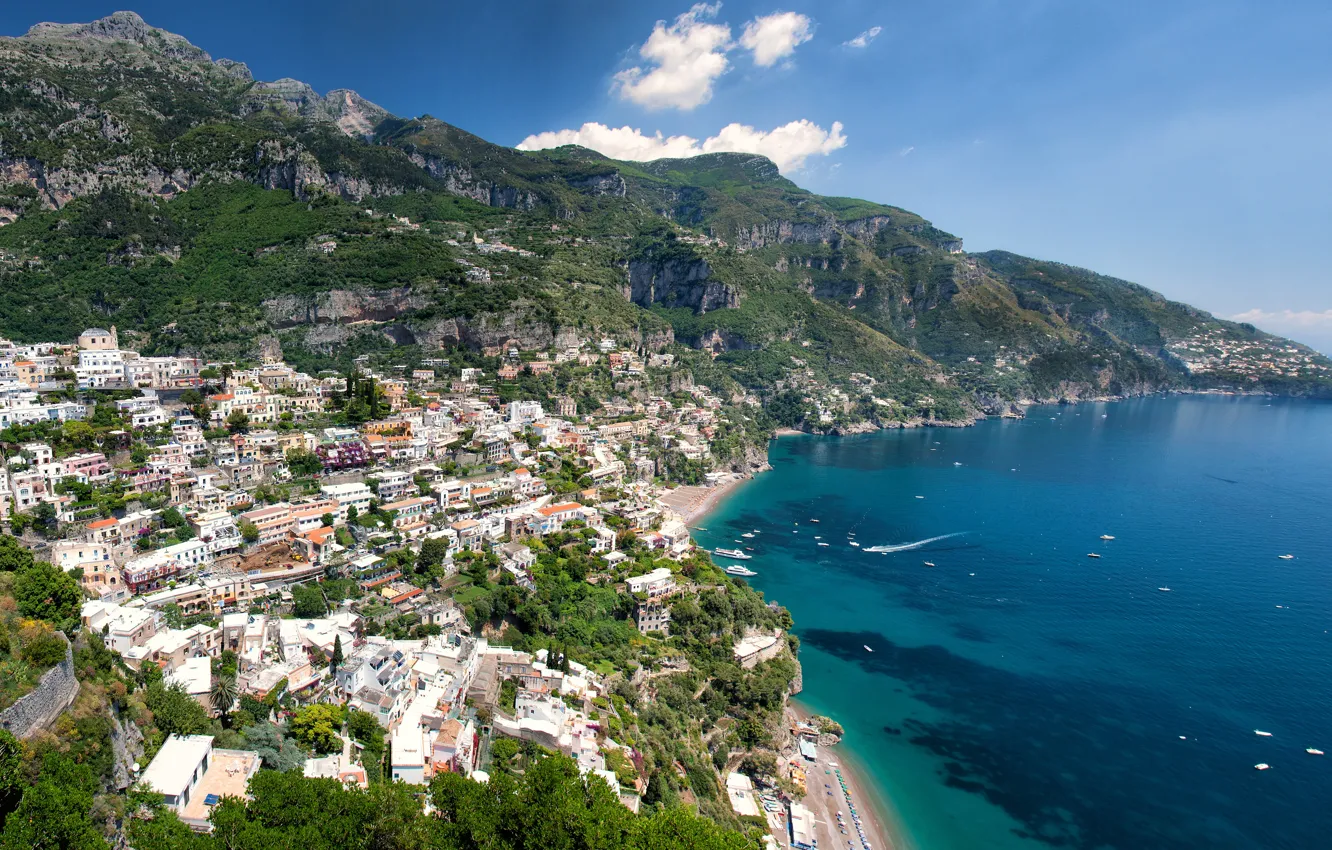 Photo wallpaper view, Italy, panorama, Positano