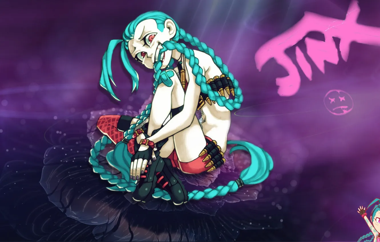 Photo wallpaper madness, League of Legends, nice, Happy, Jinx, funy