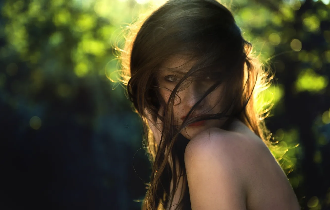 Photo wallpaper look, girl, hair, portrait, photographer, face, Justyna Gradek, Lukasz Derengowski