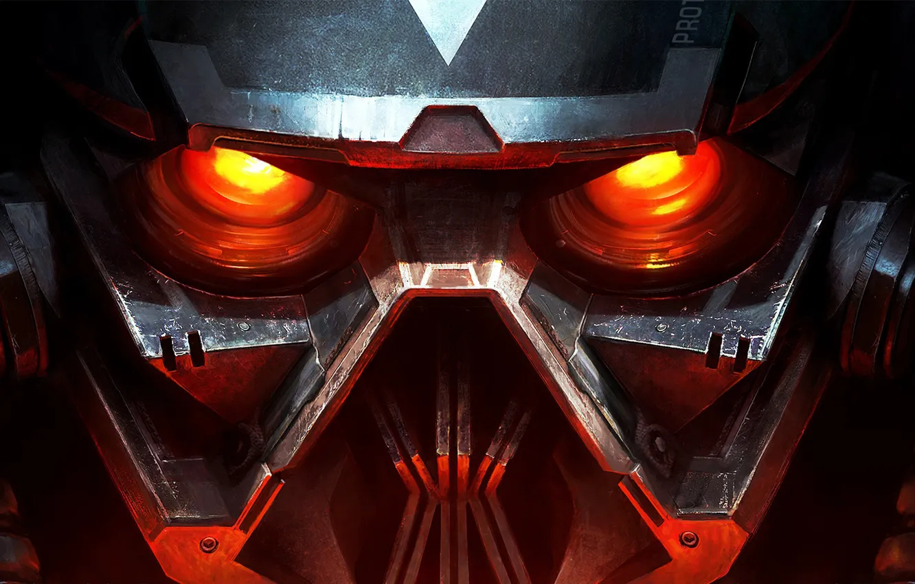 Photo wallpaper mask, helmet, red eyes, Killzone 3, iron mask