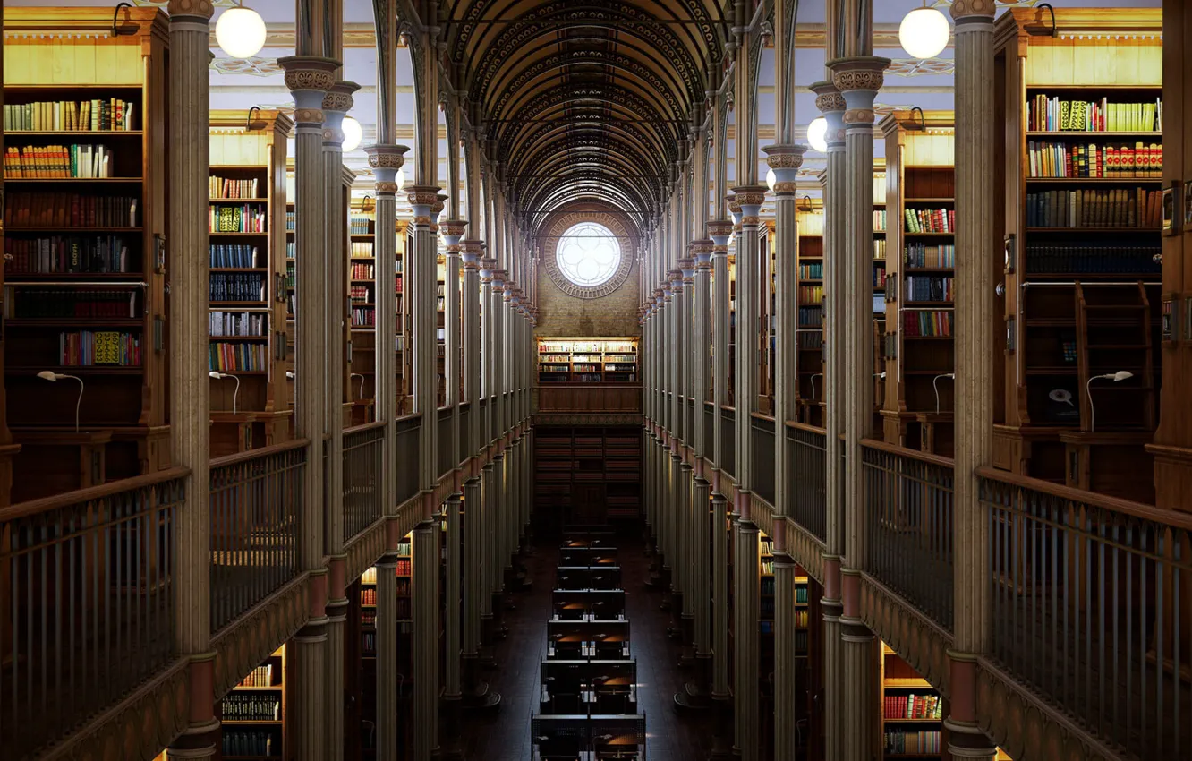 Photo wallpaper building, book, library, arch, library