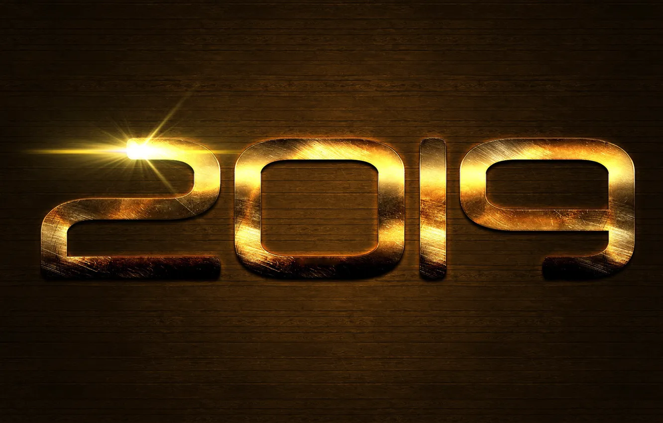 Photo wallpaper figures, New year, gold, New Year, 2019