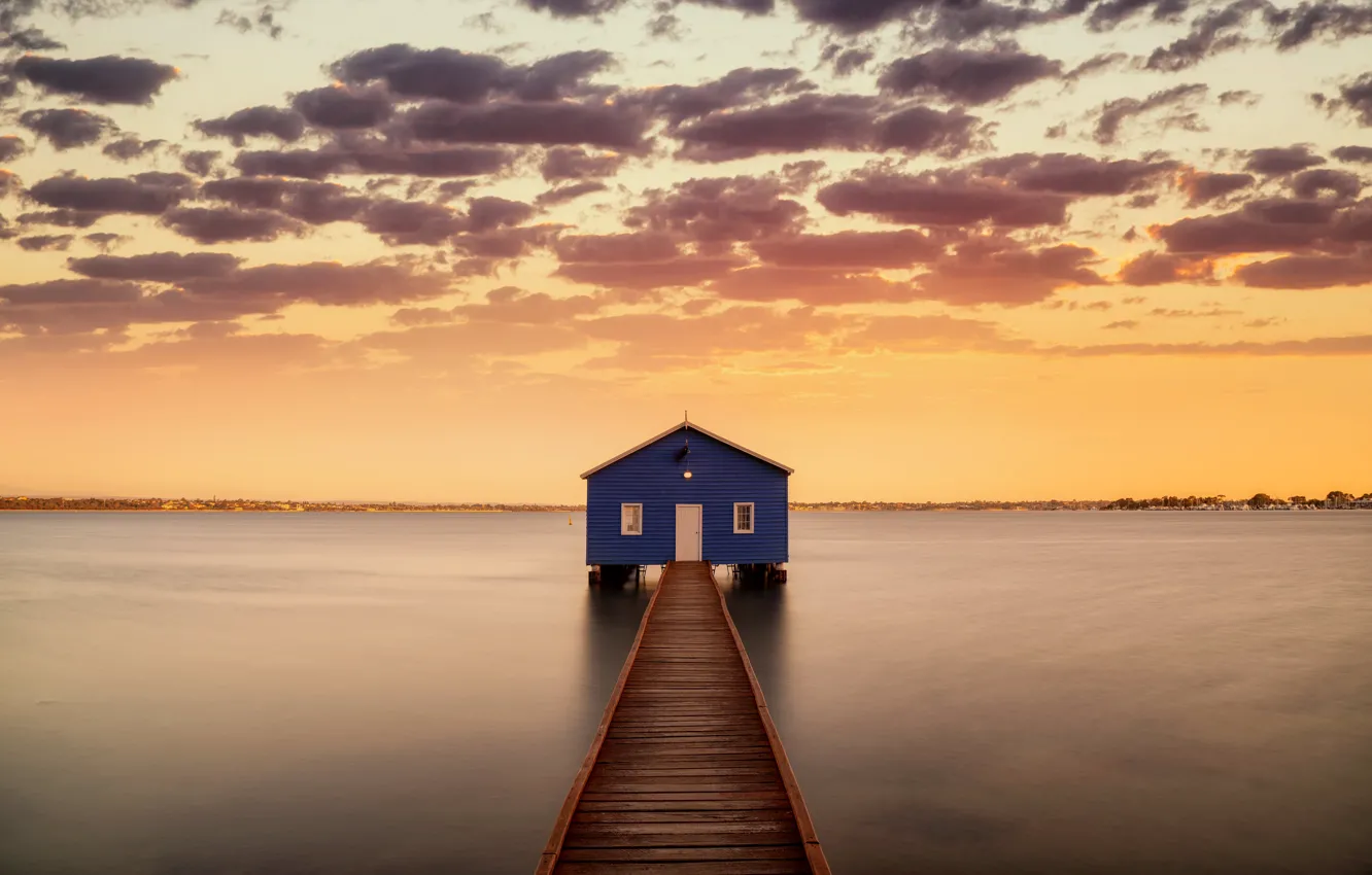 Photo wallpaper Sunrise, Western Australia, Perth, Swan River, Matilda Bay