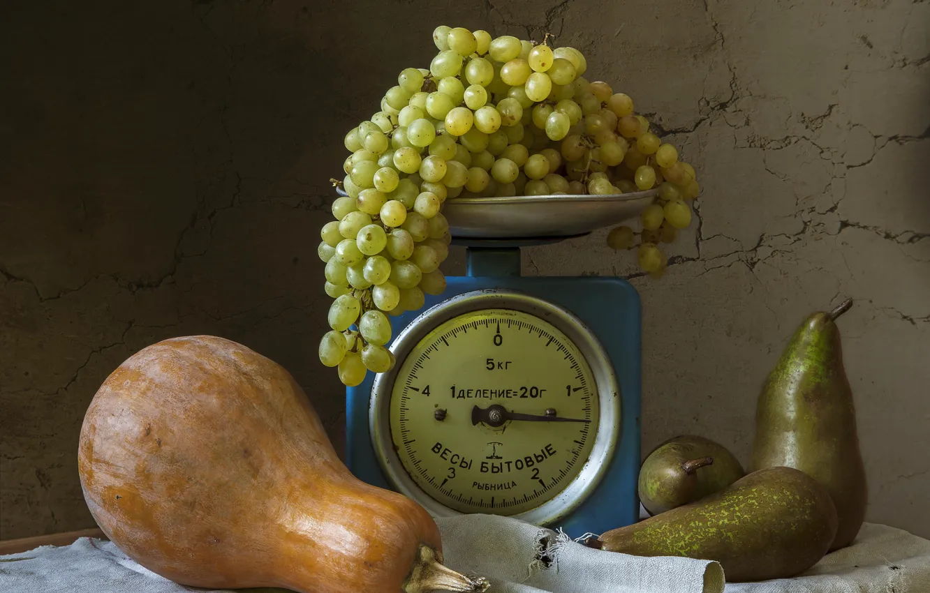 Photo wallpaper grapes, pumpkin, Libra, pear