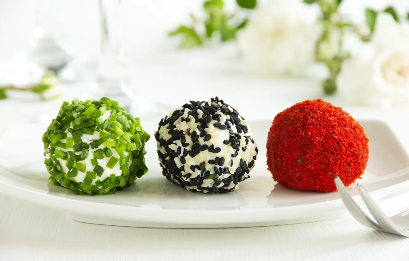 Photo wallpaper appetizer, powder, appetizer, powder, cheese balls, cheese balls