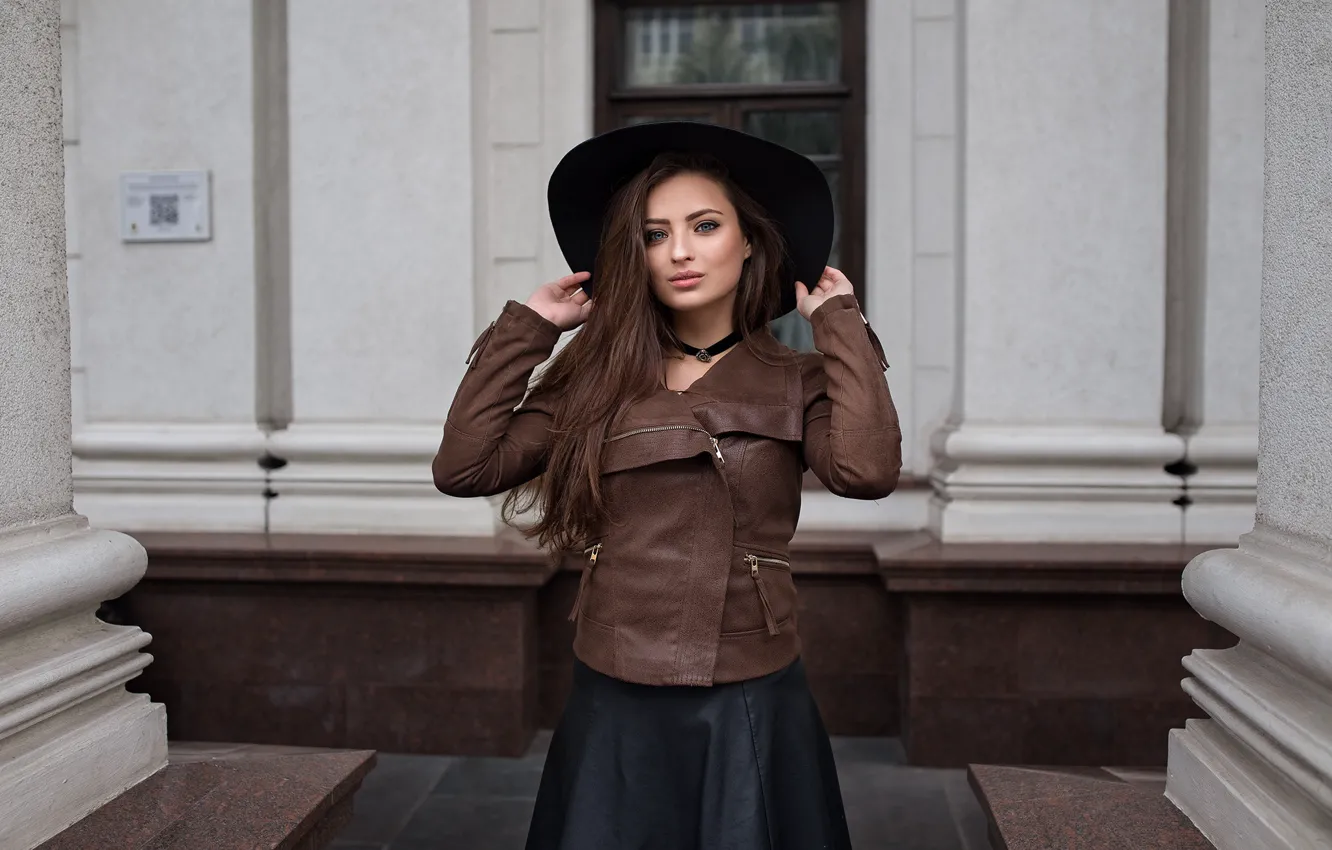 Photo wallpaper look, girl, building, Veronica, hat, Dmitry Sn, Dmitry Shulgin