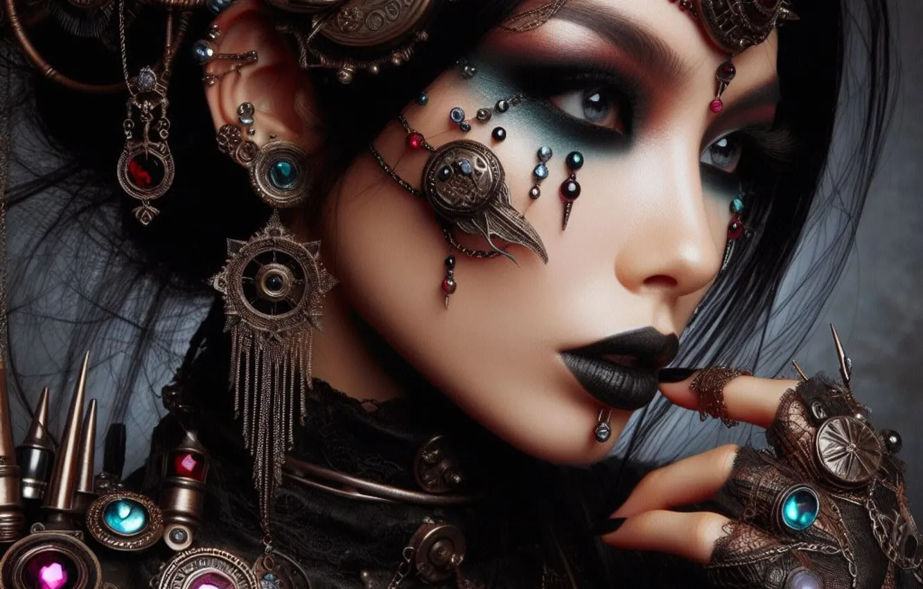 Photo wallpaper girl, fiction, steampunk, AI art, neural network