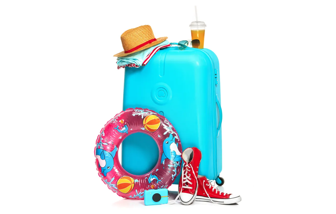 Photo wallpaper glass, clothing, sneakers, vacation, hat, glasses, the camera, cocktail