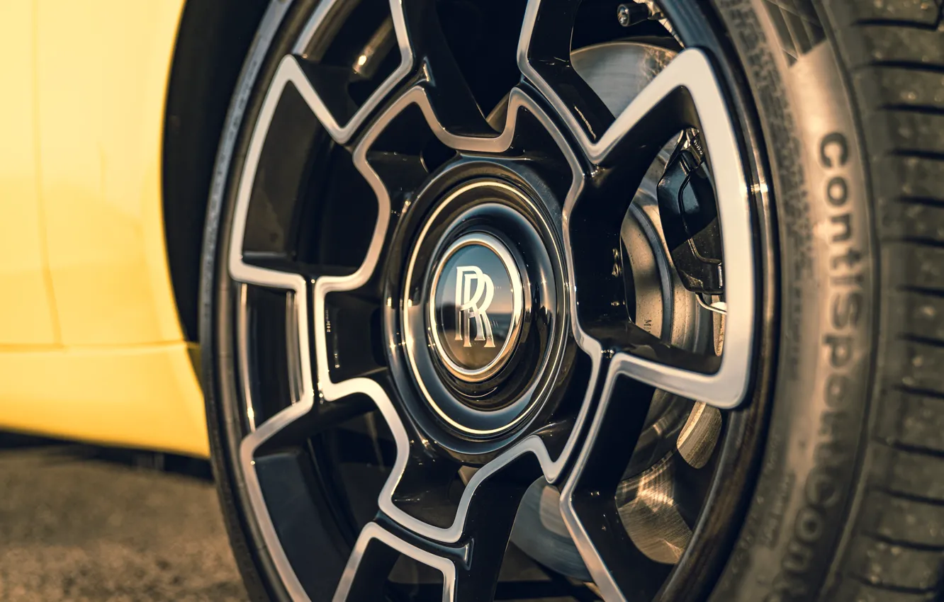 Photo wallpaper Rolls-Royce, close-up, wheel, Wraith, Rolls-Royce Wraith Black Badge