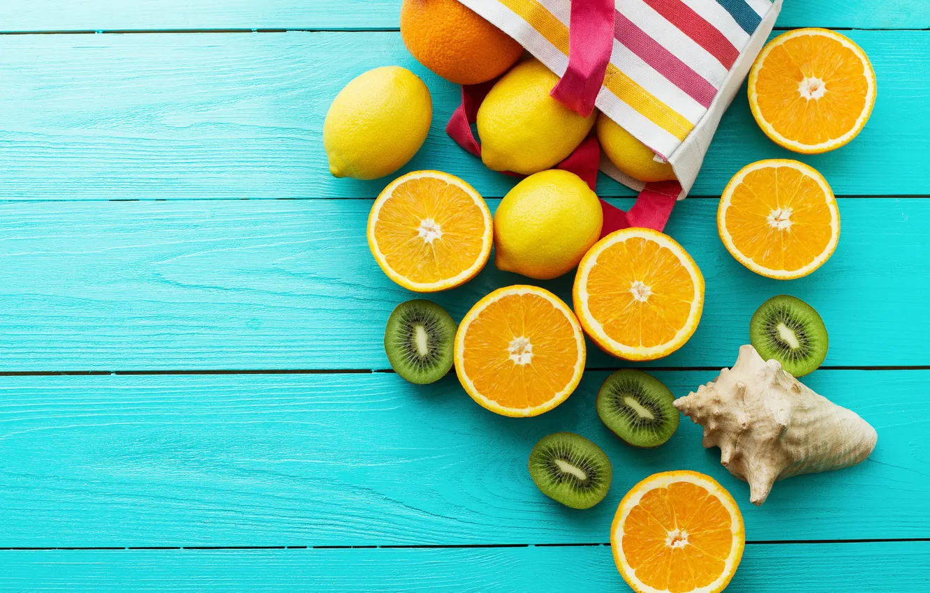 Photo wallpaper orange, citrus, blue background