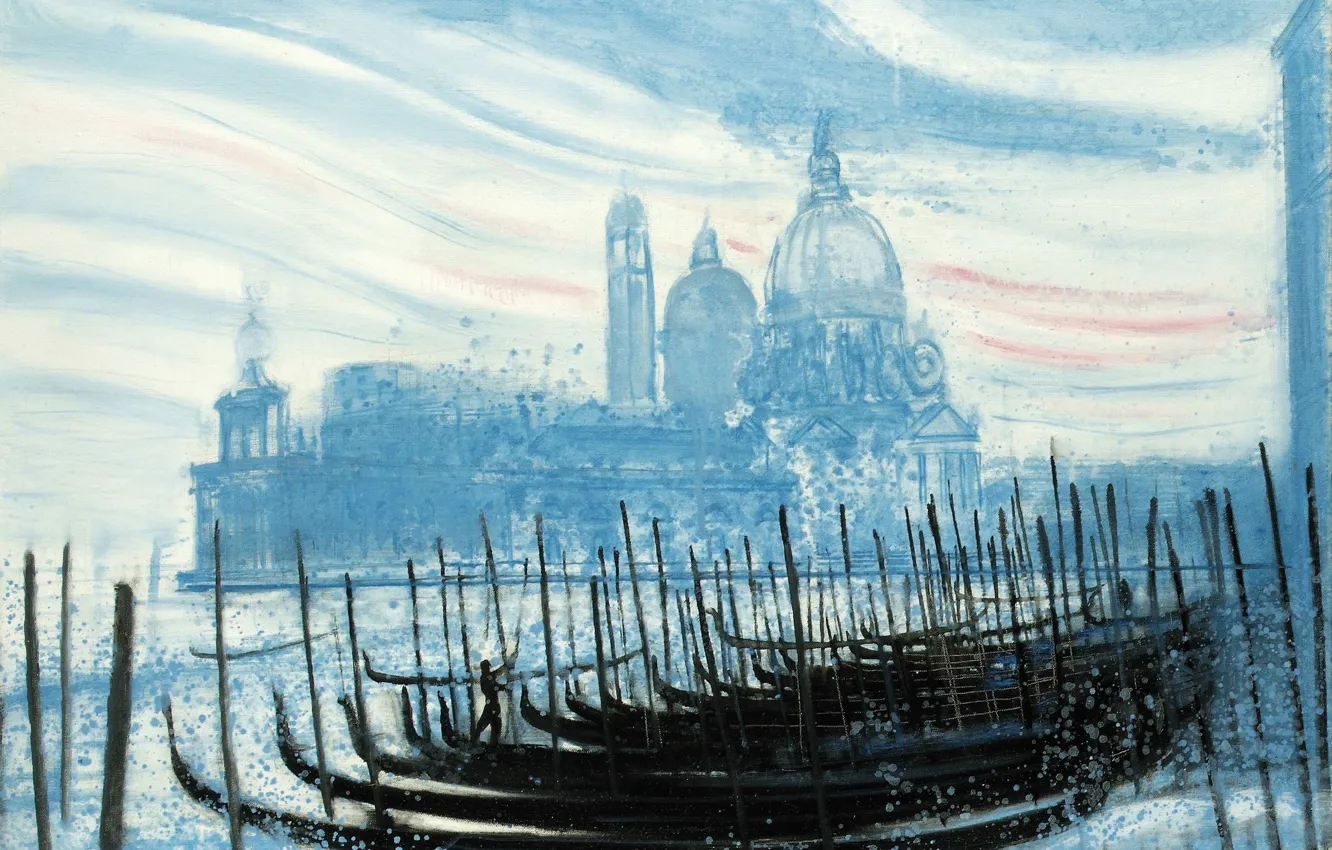 Photo wallpaper picture, boats, Venice, Cathedral, gondola, the urban landscape, Andre Brasilier