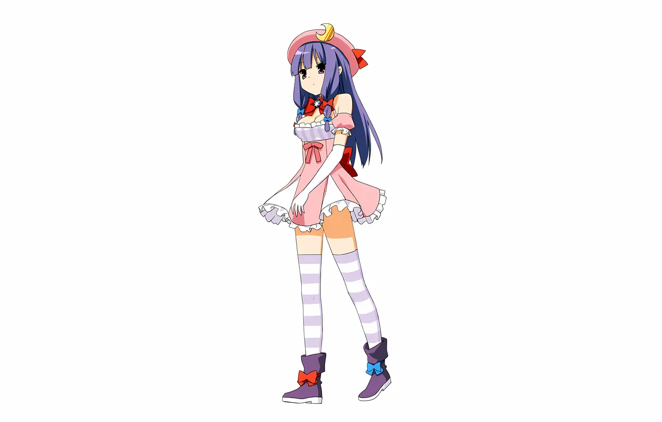 Photo wallpaper girl, sexy, cleavage, thighhighs, long hair, touhou, dress, legs