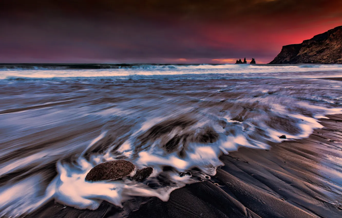 Photo wallpaper sea, night, shore