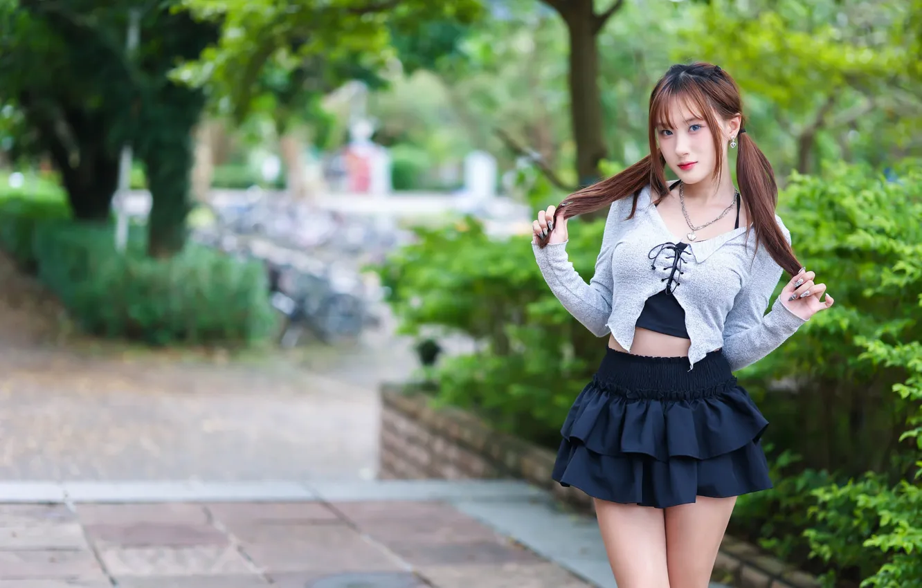 Photo wallpaper girl, pose, Asian