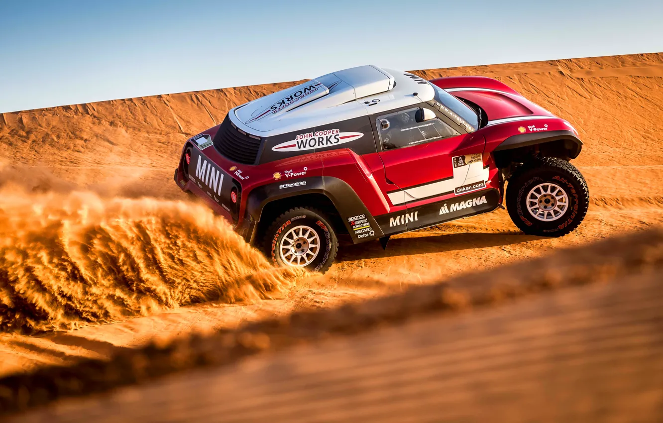 Photo wallpaper Sand, Mini, Sport, Desert, Machine, Speed, Rally, Dakar