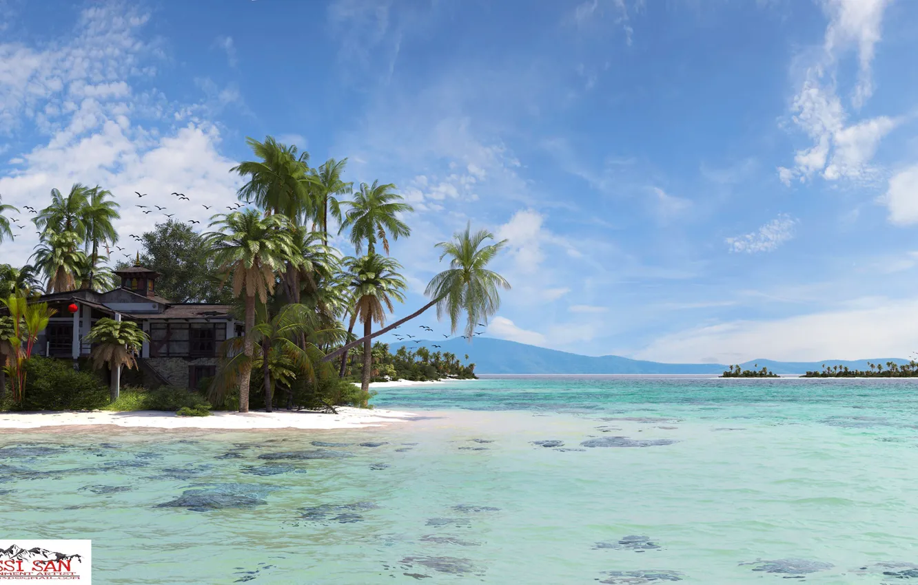 Photo wallpaper sea, nature, vegetation, island, Private Island