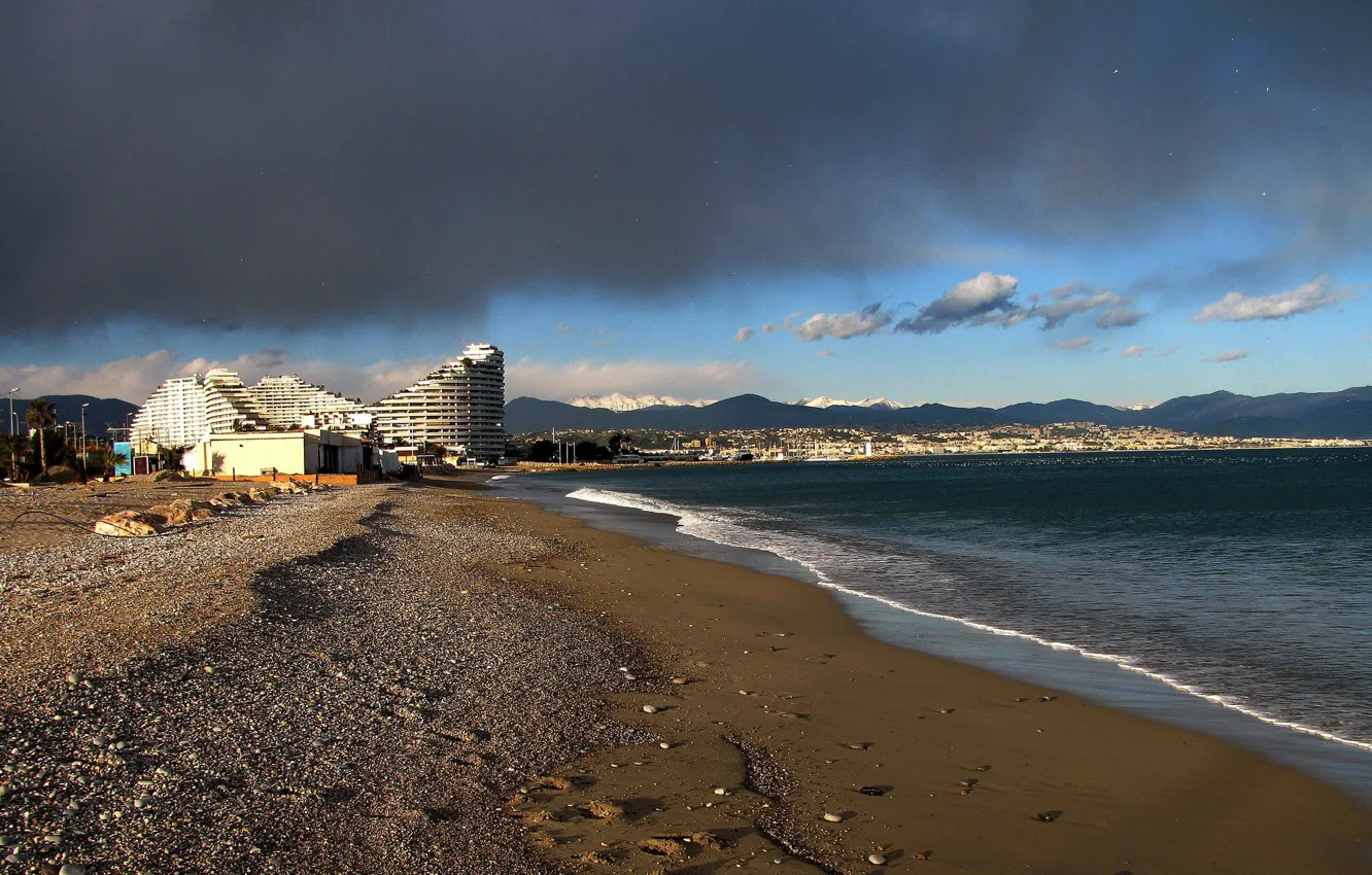 Photo wallpaper sea, beach, shore, France, the hotel, Provence-Alpes-Cote d'azur, Villeneuve-Loubet
